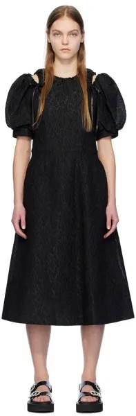 Черное платье-миди с пышными рукавами Simone Rocha, цвет Black
