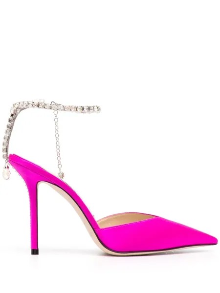 Jimmy Choo атласные туфли Saeda 100, розовый