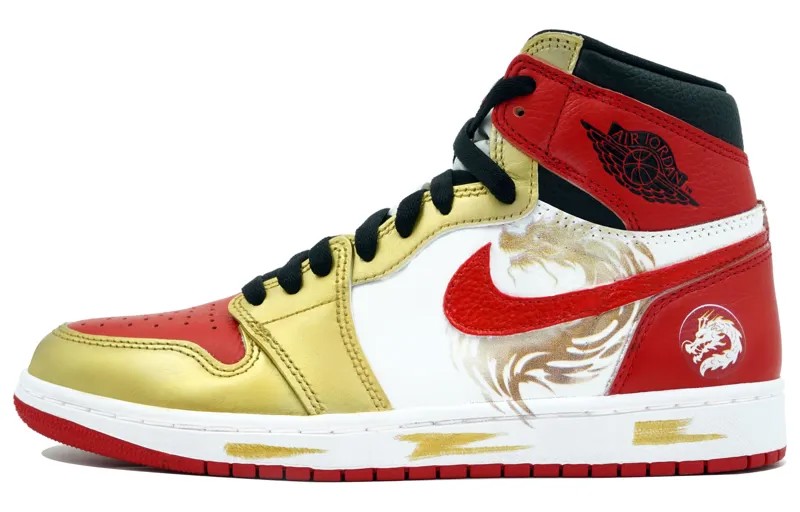 Кроссовки Air Jordan 1 Vintage Basketball Shoes Women's High-top White, красный
