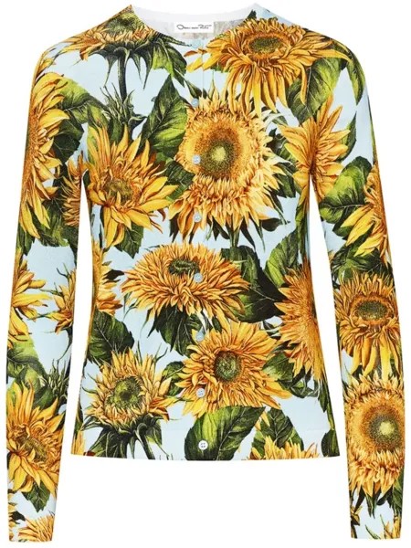 Oscar de la Renta кардиган с принтом Sunflower, желтый