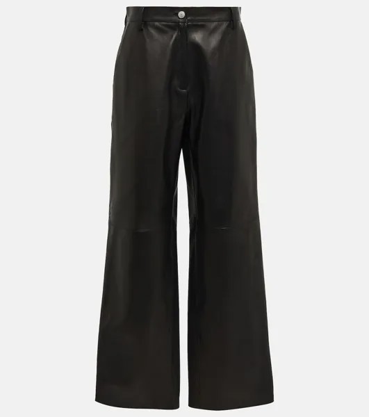 Широкие кожаные брюки с высокой посадкой Magda Butrym, черный