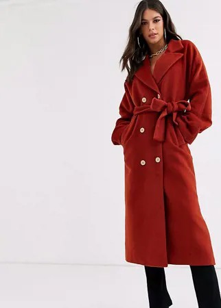 Oversize-пальто макси рыжего цвета ASOS DESIGN Tall-Красный