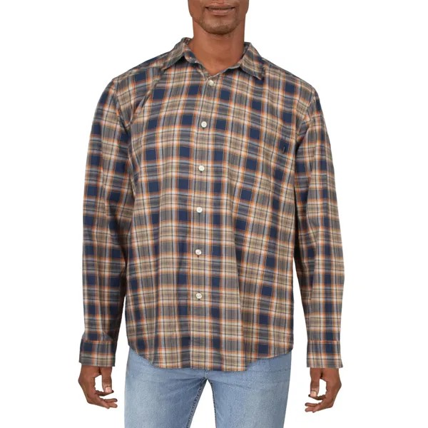 Мужская рубашка обычного кроя на пуговицах в клетку Dockers, цвет Ocean Blue/Orange Plaid