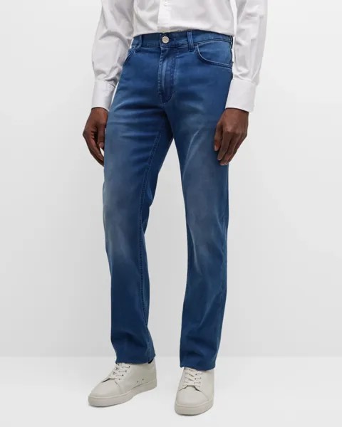 Мужские джинсы из денима средней потертости Stefano Ricci, цвет Blue Classic Wash