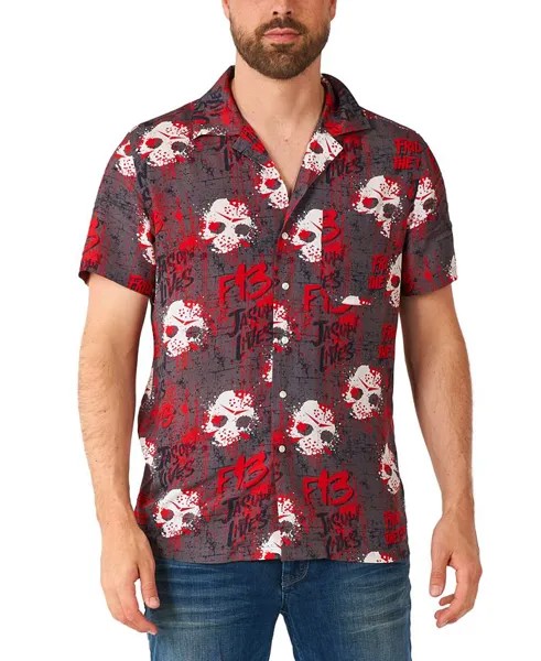 Мужская рубашка с рисунком «Пятница 13-е» OppoSuits, черный