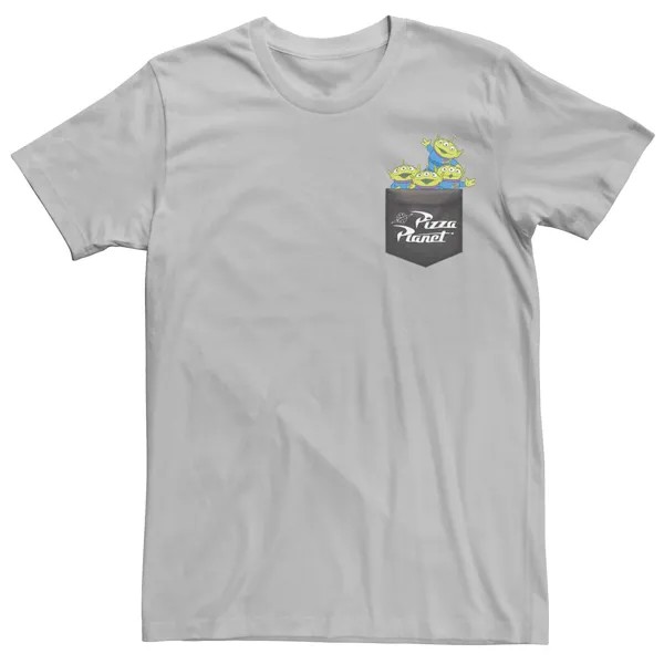 Мужская футболка с карманом и цветами Disney/Pixar «История игрушек Пицца: Планета пришельцев» Disney / Pixar, серебристый