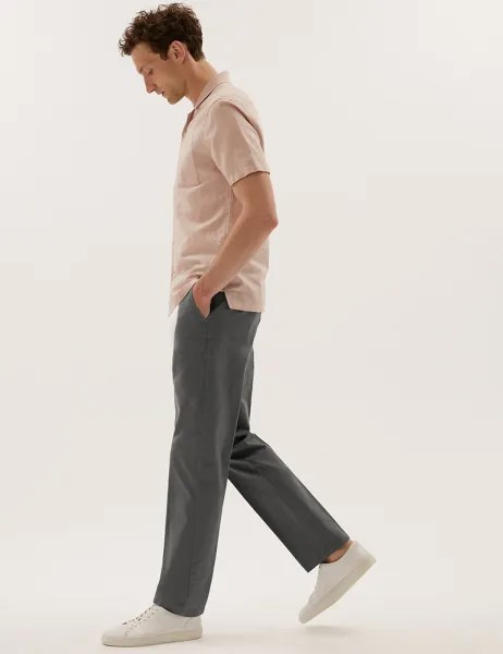 Эластичные брюки чинос обычного кроя больших и высоких размеров Marks & Spencer