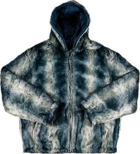 Куртка Supreme Faux Fur Reversible Hooded Jacket 'Ice Blue', синий