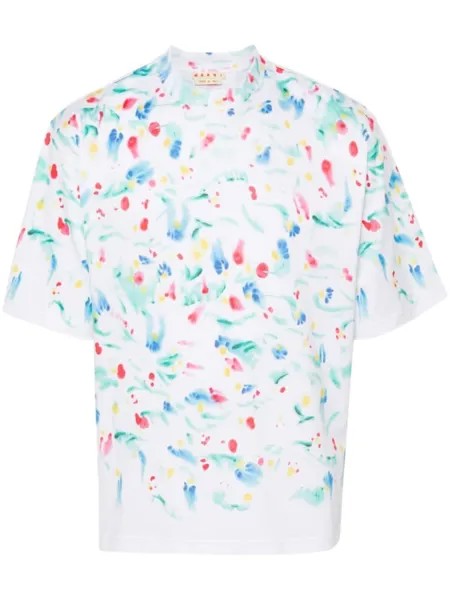 Marni футболка с эффектом разбрызганной краски, белый
