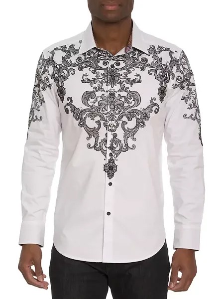 Рубашка с тонкой филигранной вышивкой Robert Graham, белый