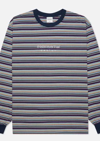 Мужской лонгслив thisisneverthat Striped, цвет синий, размер M