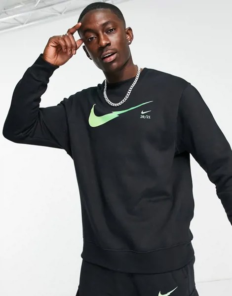 Черный флисовый свитшот с логотипом Nike Zig Zag S1-Черный цвет