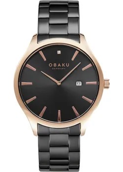 Fashion наручные  мужские часы Obaku V266GDVBSB-DD. Коллекция Diamant
