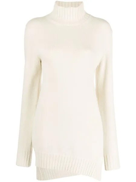 Jil Sander джемпер с асимметричным подолом, нейтральный цвет