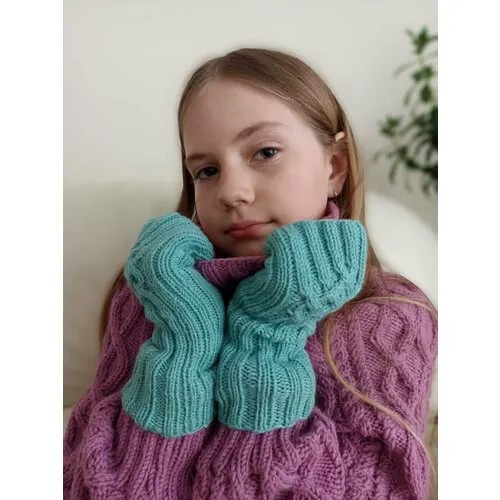 Митенки , размер 12, зеленый