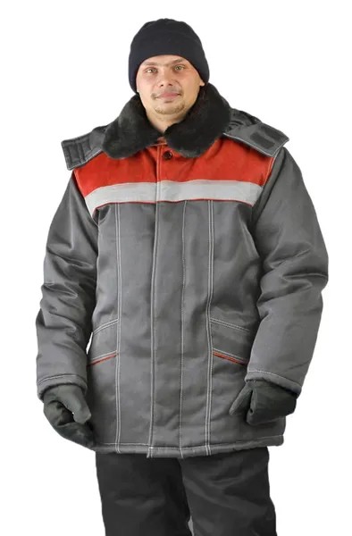 Куртка рабочая мужская Ursus УРАЛ темно-серый; красный 64-66 RU, 170-176 см