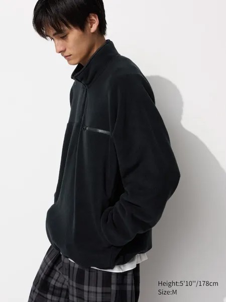 Флисовый пуловер на молнии наполовину Uniqlo, черный