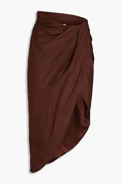 Мини-юбка из шелкового кади асимметричной драпировки Gauge81, коричневый