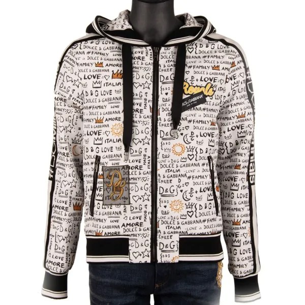 DOLCE - GABBANA Куртка-бомбер Millenials Graffiti DG Logo Black White 09221
