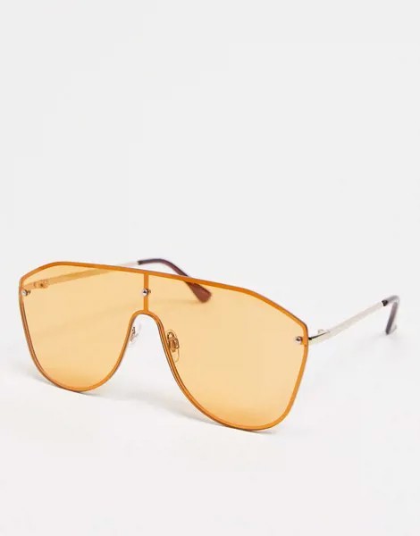 Золотистые очки-авиаторы без оправы с тонированными стеклами Pieces-Золотистый
