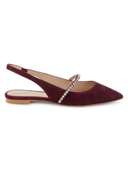 Замшевые балетки Crystalline с открытой пяткой Stuart Weitzman, цвет Cabernet