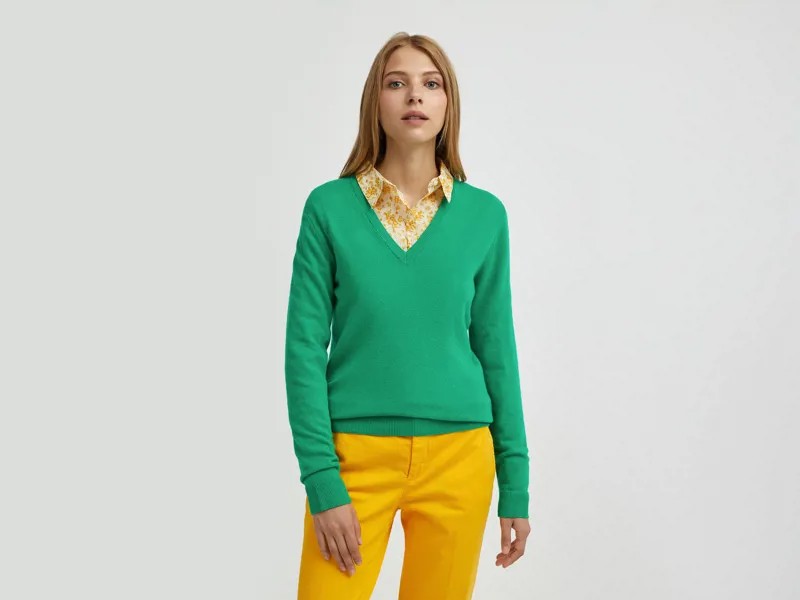 Пуловер женский United Colors of Benetton 21A_1002D4488 зеленый M