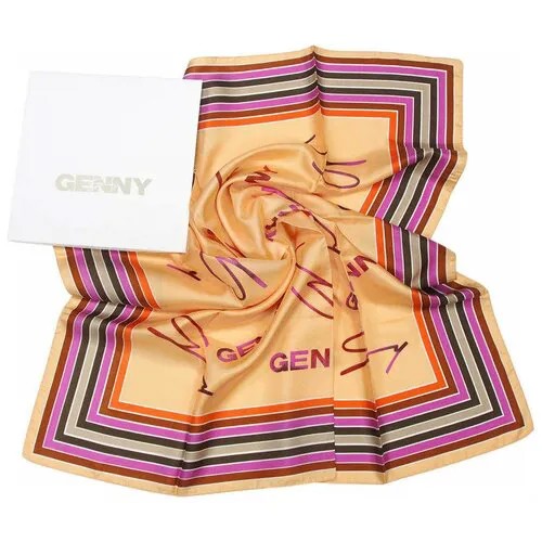 Платок Genny , натуральный шелк, 90х90 см, бежевый, желтый