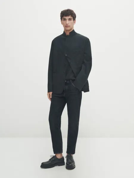 Зауженные джинсы dirty wash Massimo Dutti, индиго