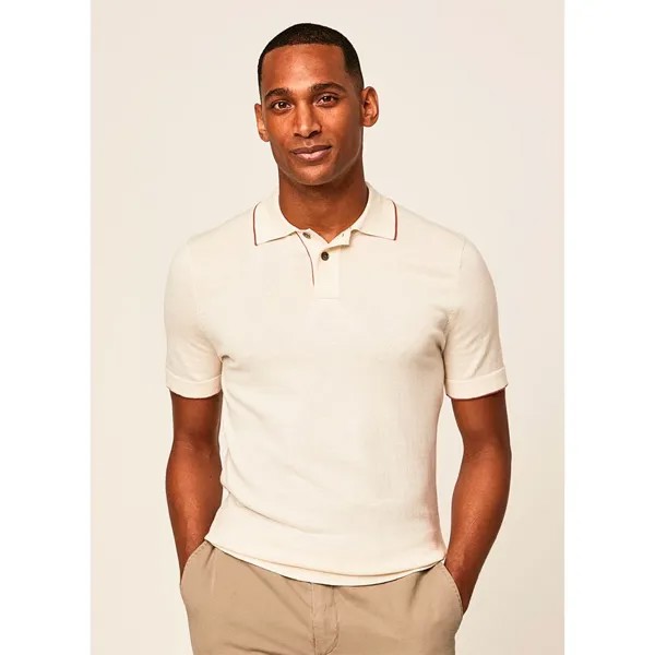 Поло с коротким рукавом Hackett Tipped Knit, бежевый