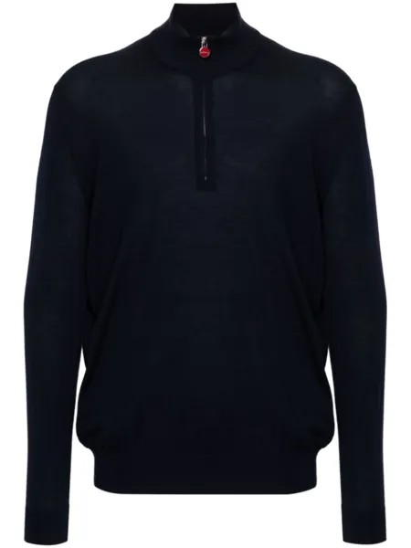 Kiton шерстяной кардиган с высоким воротом, синий