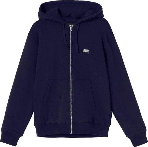 Толстовка Stussy Stock Logo Zip Hood 'Navy', синий