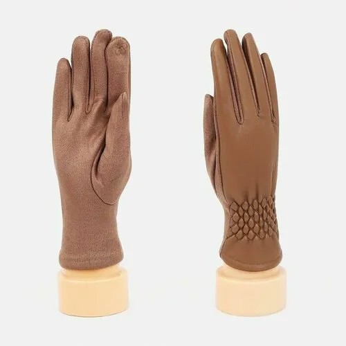 Перчатки , размер 7, коричневый, бежевый