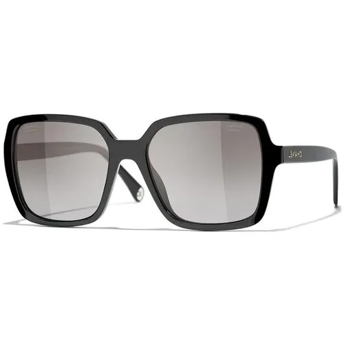 Солнцезащитные очки Chanel, прямоугольные, оправа: пластик, для женщин, черный