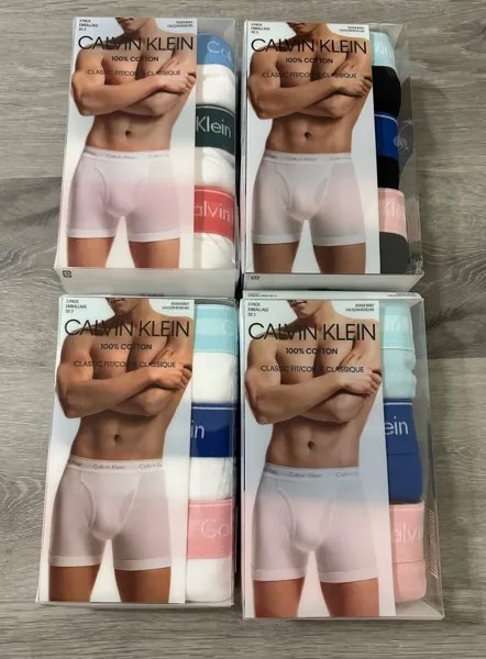 Мужские трусы-боксеры Calvin Klein из 3 хлопковых трусов классического кроя NB4003 NWT