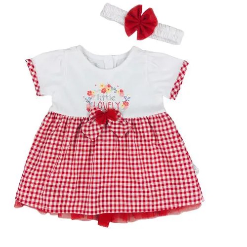 Платье для девочки Caramell серия Lovely белое/красное, размер 56-62