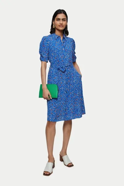 Платье-рубашка Blue Stem с мелким узором Jigsaw, синий