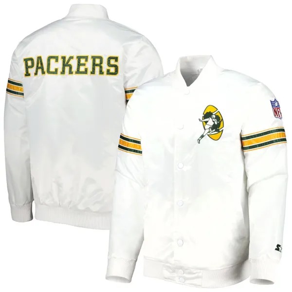 Мужская белая куртка Green Bay Packers The Power Forward с застежкой на пуговицы Starter
