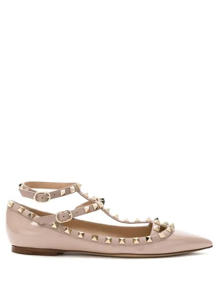 Valentino Garavani балетки Rockstud, нейтральный цвет