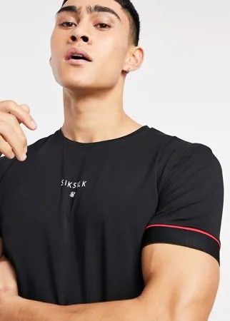 Черная облегающая спортивная футболка с рукавами реглан SikSilk imperial-Черный цвет