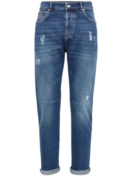 Brunello Cucinelli прямые джинсы с эффектом потертости, синий