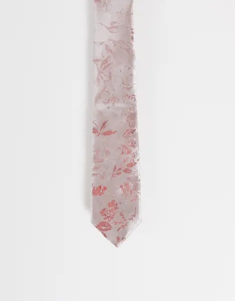 Розовый жаккардовый галстук с цветочным узором Topman-Розовый цвет