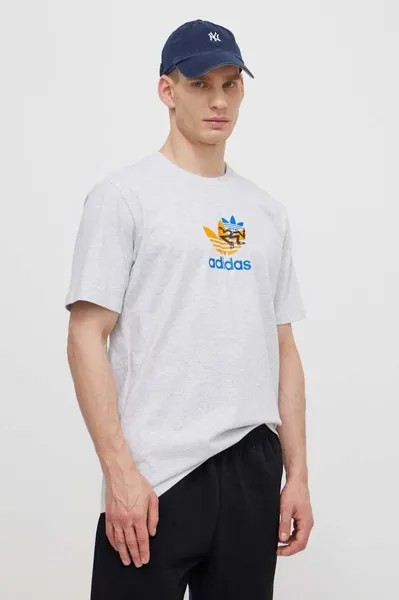 Хлопковая футболка adidas Originals, серый