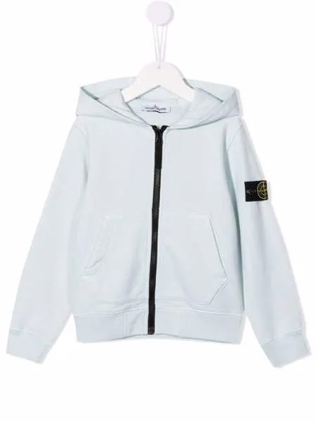 Stone Island Junior худи на молнии с нашивкой-логотипом
