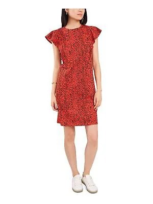 VINCE CAMUTO Женское красное короткое вечернее платье с короткими рукавами и круглым вырезом M