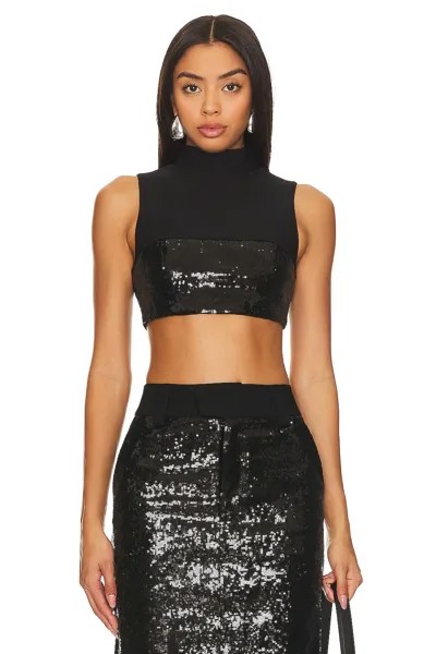 Топ Camila Coelho Venning Sequin Crop, черный