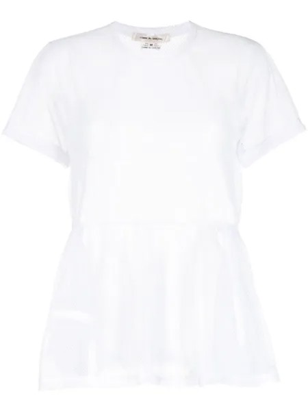 Comme Des Garçons сетчатая футболка с оборками, белый