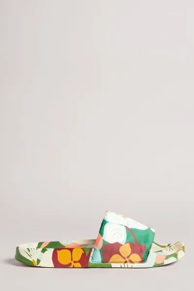 Шлепанцы Paulah Sunburnt с изумрудным цветочным узором Ted Baker, зеленый