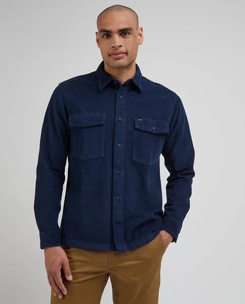 Гладкая непринужденная мужская рубашка синего цвета Lee, синий