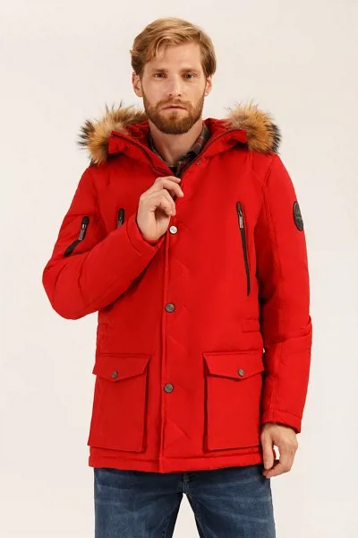 Пальто мужское Finn Flare A19-22014 красное 3XL