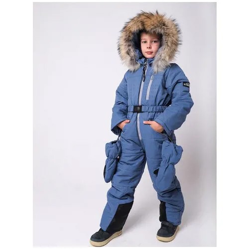 Комбинезон DINKY Kids, зимний, ветрозащита, защита от попадания снега, подкладка, подтяжки, мембрана, светоотражающие элементы, размер 122, водонепроницаемость 5000 мм вод. ст., синий